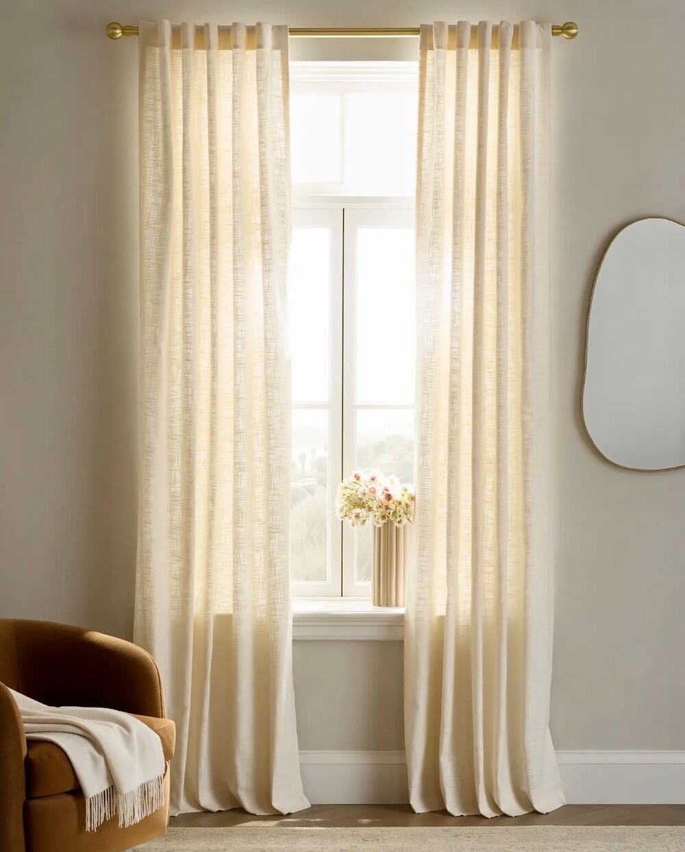 Quince Textured Cotton Light Filtering
Curtain - Single Panel | Ivory | 48 x 108